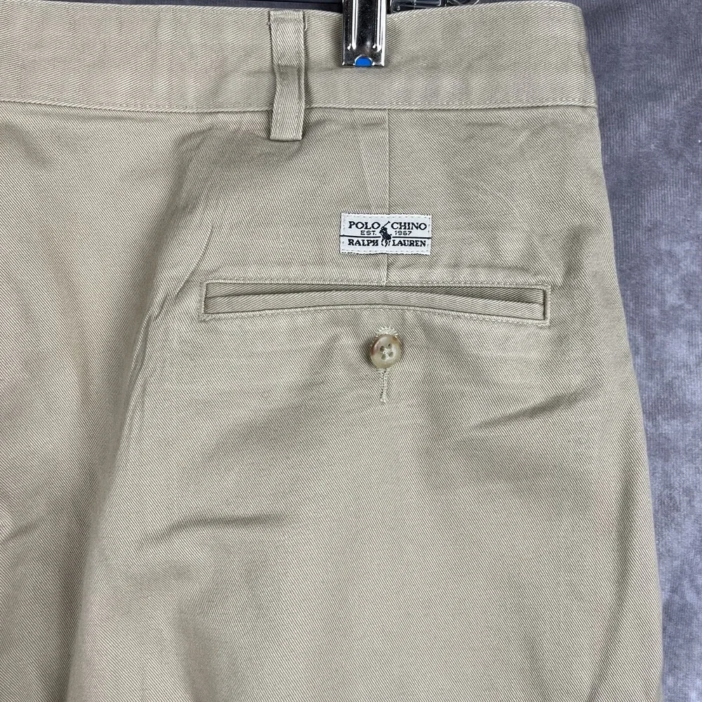 Vtg Polo Ralph Lauren Hammond Chino Pant Men 38x32.5 Khaki Pleated Cuffed Cotton